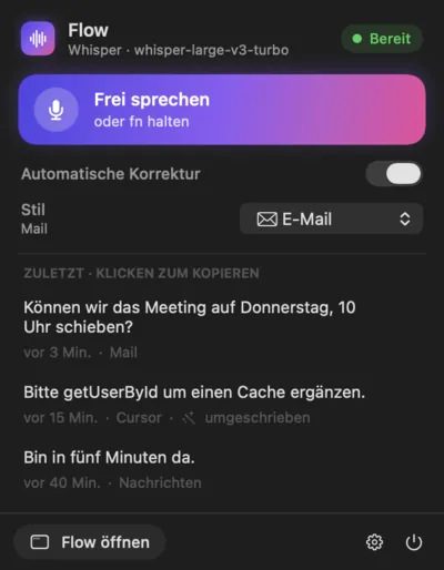 Screenshot anzeigen: Menüleiste